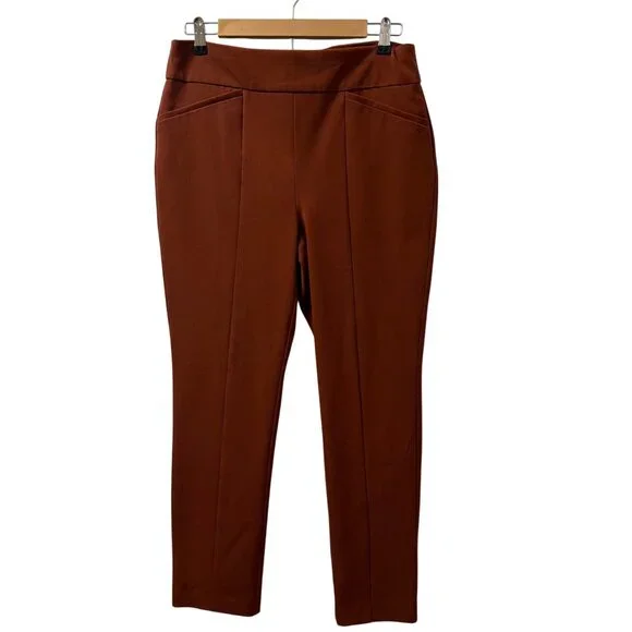 Chicos So Slimming Rust Orange Pants Size M Short High-Waisted Design Pants - Picture 9 of 12